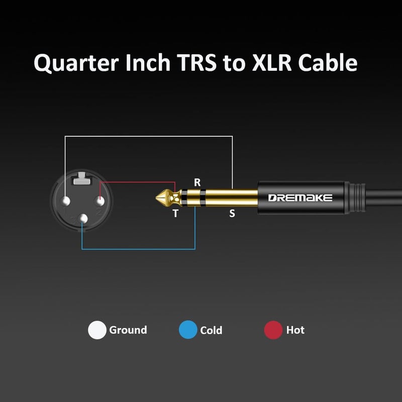 DREMAKE 6 Foot TRS Stereo 6.35mm 1/4 Inch to XLR Balanced Mic Cable Male to Male Audio Patch Cord for Speakers, Amplifier - Image 5